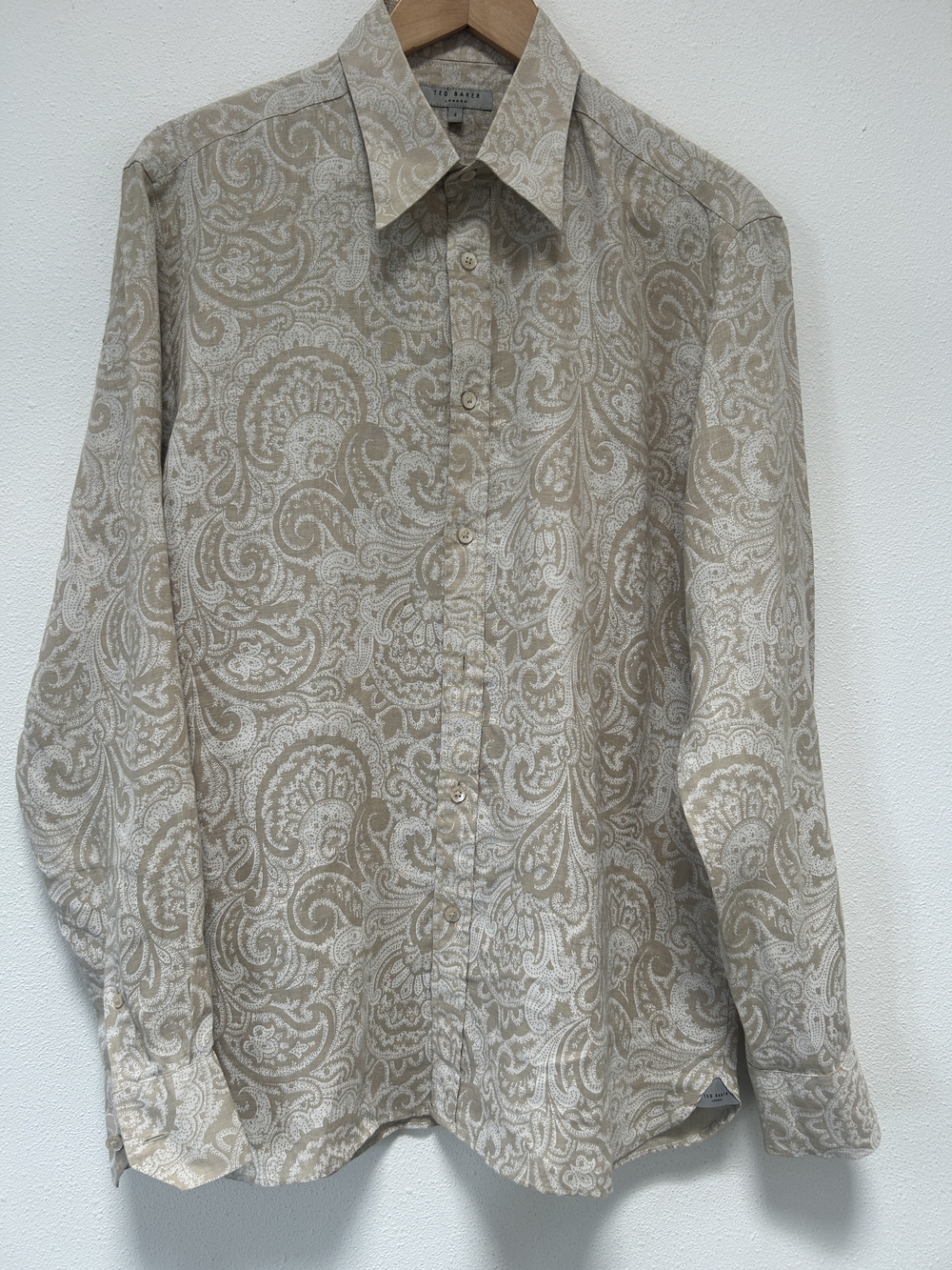 Paisley Button-Down Shirt in Beige by Ted Baker